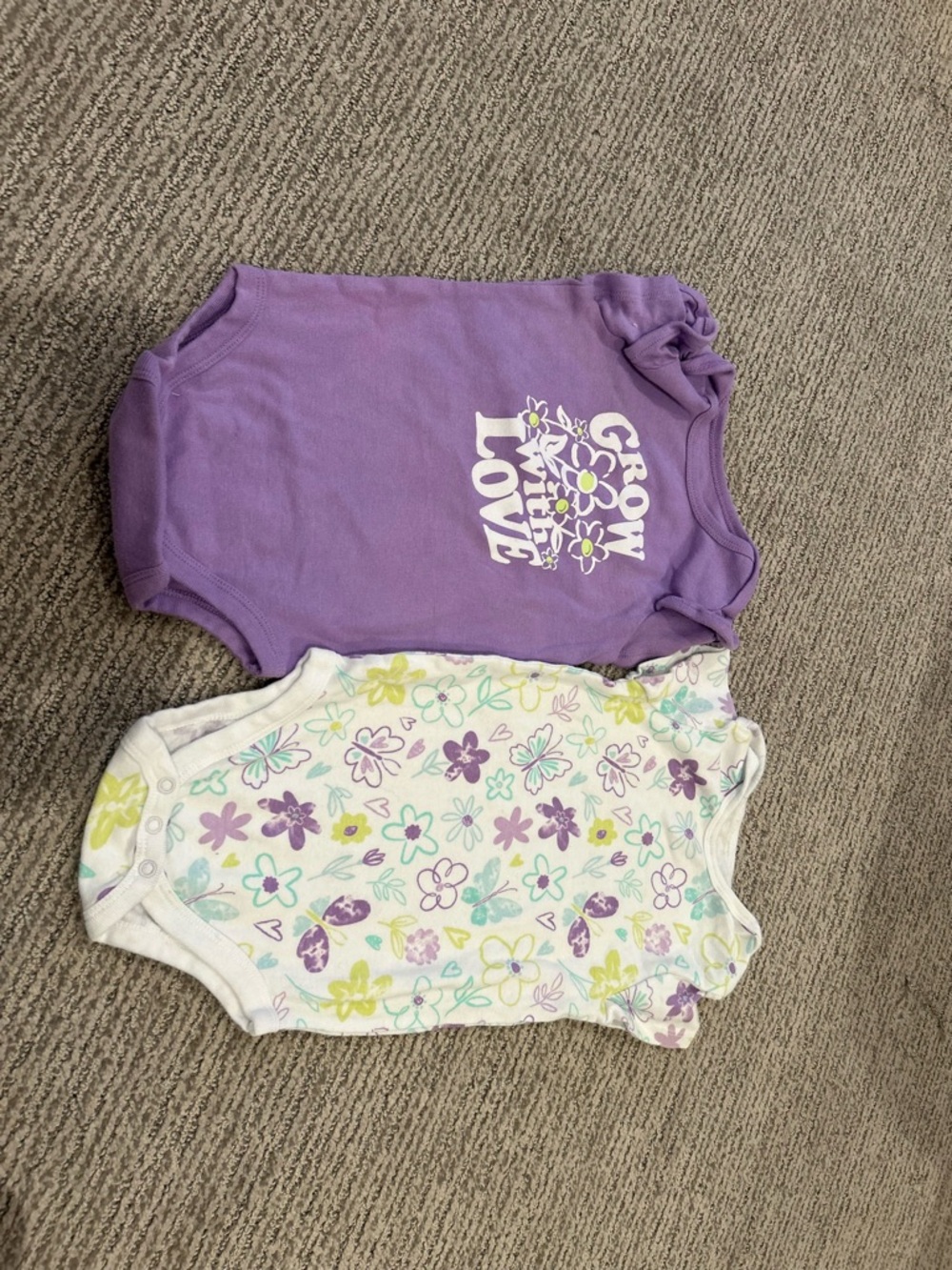 Members Only Purple Floral & White Multi Baby Bodysuit Set